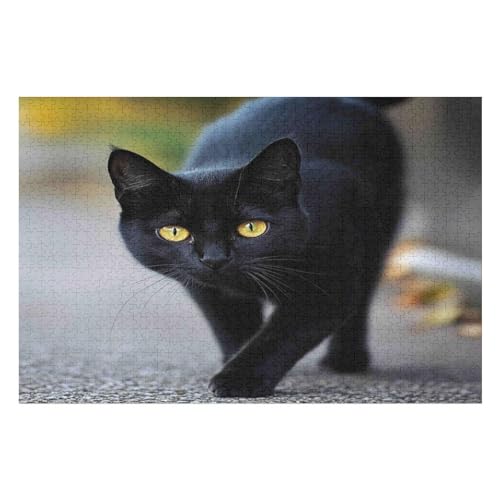 1000-teiliges Puzzle Für Erwachsene, Black Cat Puzzles, Herausfordernde Puzzles Für Heimdekoration Und Geschenke 1000 PCS von GDFWB