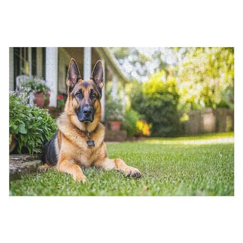 1000-teiliges Puzzle Für Erwachsene, Dog German Shepherd Anspruchsvolle Rätsel, Kombinierbar, Perfektes Spielzeug, Geschenke 1000 PCS von GDFWB