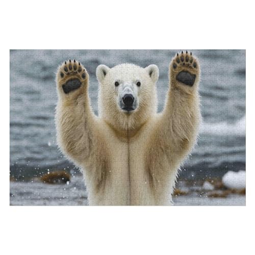 1000-teiliges Puzzle Für Erwachsene, Polar Bear Anspruchsvolle Rätsel, Kombinierbar, Perfektes Spielzeug, Geschenke 1000 PCS26*38cm von GDFWB