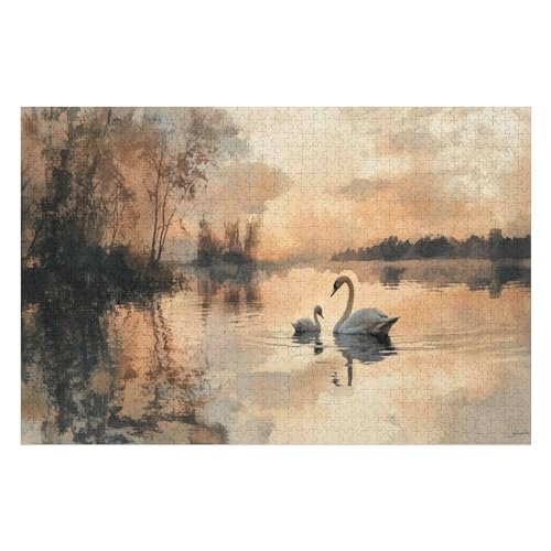 1000-teiliges Puzzle Für Erwachsene, Swan Anspruchsvolle Rätsel, Kombinierbar, Perfektes Spielzeug, Geschenke 1000 PCS 26 * 38cm von GDFWB