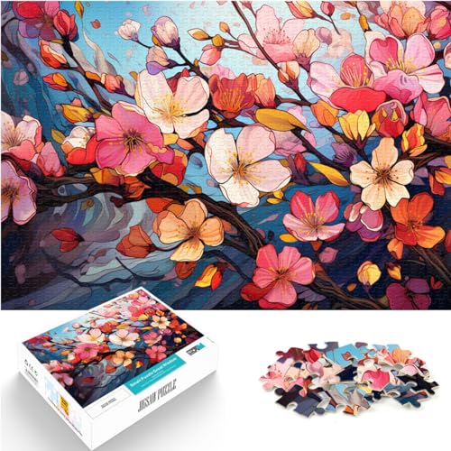 1000-teiliges Puzzle für Erwachsene, Fantasievolle, farbenfrohe japanische Kirschblüten, geeignet für Erwachsene und Kinder ab 12 Jahren, Holzpuzzle, einzigartiges Herausforderungsspiel,75 * 50cm von GDFWB