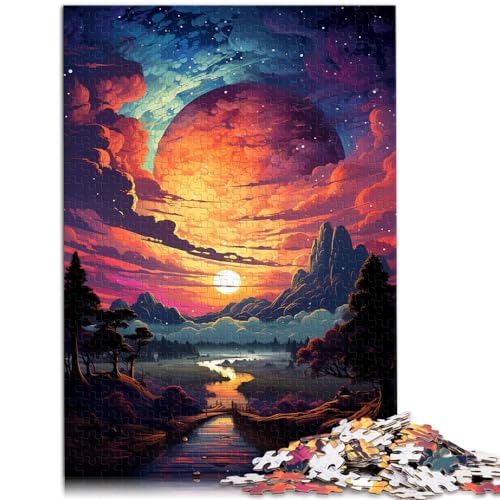 1000-teiliges Puzzle für Erwachsene, Puzzle-Geschenke, farbenfrohe psychedelische Dämmerung und Sonnenuntergang, für Erwachsene und Kinder ab 12 Jahren, Holzpuzzle, anspruchsvolles Spiel,（75 * 50cm） von GDFWB