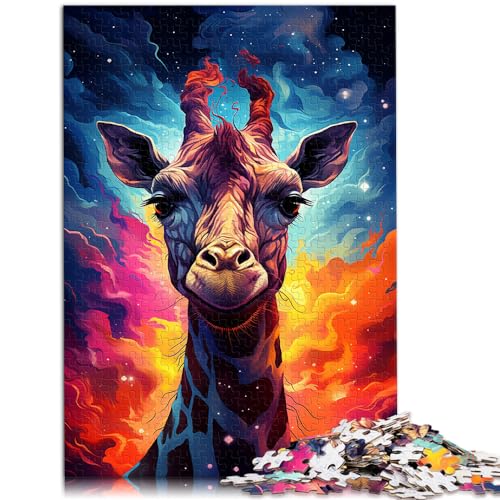 1000-teiliges Puzzle für Erwachsene, farbenfrohe psychedelische Giraffe in der Sternennacht, für Erwachsene und Kinder ab 12 Jahren, Holzpuzzle, interessante Puzzles zur Stressreduzierung,75 * 50cm von GDFWB