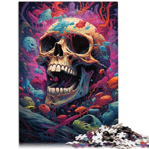 1000-teiliges Puzzle für Erwachsene, farbenfrohes psychedelisches Gemälde eines Skeletts, für Erwachsene und Familien, Holzpuzzle für Erwachsene, gutes Geschenk für Erwachsene und Kinder,75 * 50cm von GDFWB