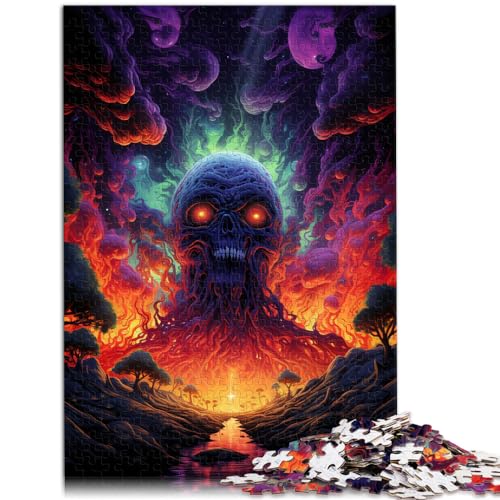 1000-teiliges Puzzle für Erwachsene, psychedelische Illustration mit bösem Totenkopf in Farbe, für Erwachsene und Kinder ab 12 Jahren, Holzpuzzle, Lernspiele für Erwachsene und Kinder,75 * 50cm von GDFWB