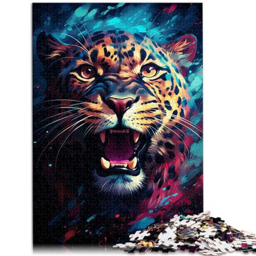 1000-teiliges Puzzle für Erwachsene und Kinder, Die farbenfrohe Psychedelia des süßen kleinen kosmischen Leoparden, Holzpuzzle für Erwachsene und Familien, Tolles Geschenk für Erwachsene,75 * 50cm von GDFWB