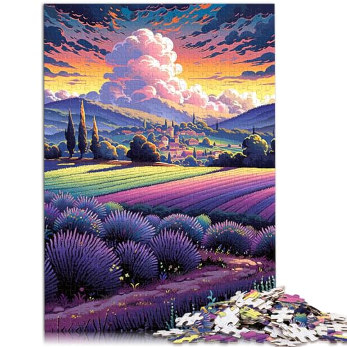 1000-teiliges Puzzle für Erwachsene und Kinder, Lavendelfelder in der Provence, Frankreich, geeignet für Erwachsene und Kinder ab 12 Jahren, Holzpuzzle, Lernspiel für Erwachsene und Kinder,75 * 50cm von GDFWB