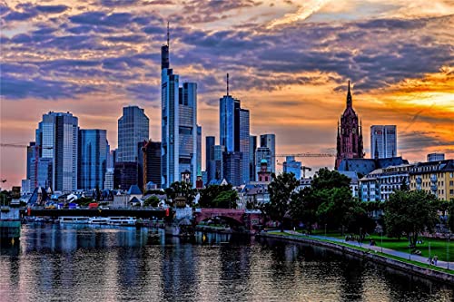 300-teiliges Puzzle, Frankfurter Wolkenkratzer-Skyline, DIY-Bild aus Holz, Dekoration für Zuhause 38 x 26 cm von GDFWB