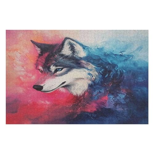 300-teiliges Puzzle, Papppuzzle, Entspannungspuzzle, Gehirnübungspuzzle Wolf Tolles Geschenk Für Kinder Und Erwachsene 300 PCS 38 * 26cm von GDFWB