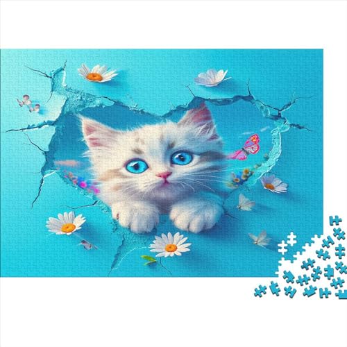 3D Cat 1000 Piece Jigsaw Puzzles Home Decoration Persian Cat Puzzle Multi Colour Impossible Puzzles Games Gift Brain Teaser Puzzle Educational Games 1000pcs （75 * 50cm） von GDFWB