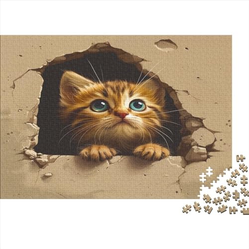 3D Cat 1000 Piece Jigsaw Puzzles Home Decoration Shorthair Cat Puzzle Multi Colour Impossible Puzzles Games Gift Brain Teaser Puzzle Educational Games 1000pcs （75 * 50cm） von GDFWB