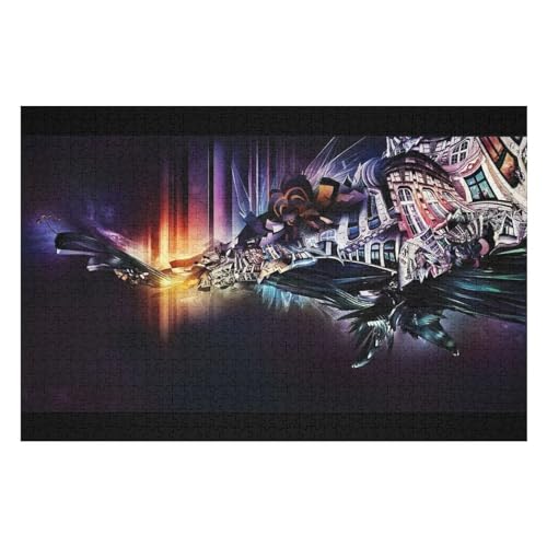 3D Space Painting 1000-teiliges Puzzle Für Erwachsene, Recycelbare Materialien, HD-Druck, Geeignet Für Familien- Und Teambuilding-Spiele, Geschenke Für Freunde Und Familie 1000 PCS 26 * 38cm von GDFWB