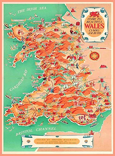500 Piece Wooden Jigsaw Puzzle Come to Wales Map Vintage Great Britain Travel Advertisement Art Adult Children Kid Grownup Lovers Wooden Puzzles Gift Toy52*38cmD8T63K von GDFWB