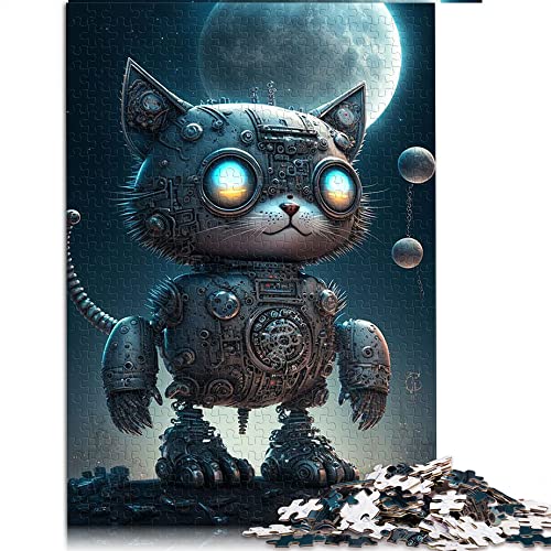 500-teiliges Puzzle, Weltraum-Mechanische Katze, Puzzles für Erwachsene, Holzpuzzle, Familienpuzzlespiel, 52 x 38 cm von GDFWB