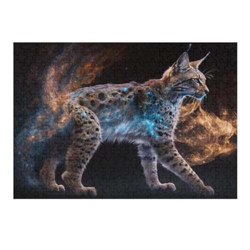 Animal Lynx Puzzle für Erwachsene, 1000 Teile, Holzpuzzle, herausforderndes Spiel, Familienspaß-Puzzle für Erwachsene, Geschenke, präzise ineinandergreifend, 75 x 50 cm, 507g534 von GDFWB