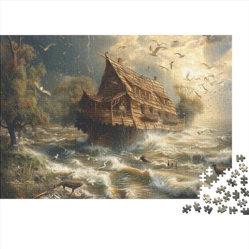 Anime-Piratenschiff-Puzzle 1000 Teile für Erwachsene, Puzzle Sturmlandschaft, 1000 Teile, schwieriges Puzzle, anspruchsvolles Spiel, Heimdekoration, Puzzle 1000 Teile, 75 x 50 cm von GDFWB