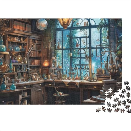 Art Studio 1000-teiliges Puzzle für Erwachsene, Puzzle „Warm Home“ mit vielen Büchern, 1000-teiliges schwieriges, unmögliches Puzzle, Premium, tolles Geschenk für Erwachsene, 1000 Teile, 75 x 50 cm von GDFWB