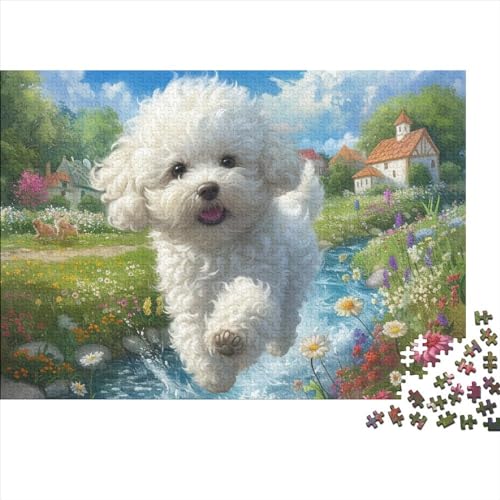 Bichon-Hund-Puzzle, 1000 Teile, für Erwachsene, Haustierhund, 1000 Puzzles, unmögliches Familienspiel, 1000 Teile, 75 x 50 cm von GDFWB