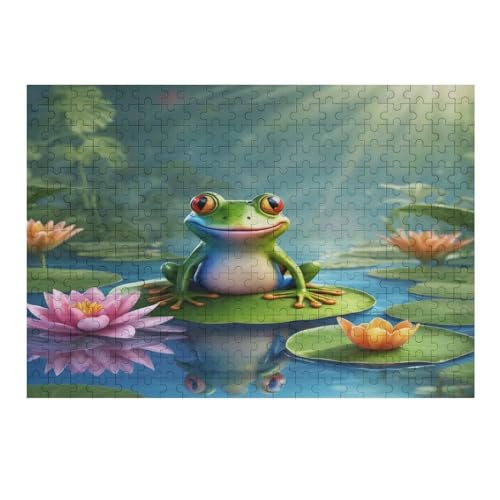 Big Eyed Frog Puzzle 1000 Teile für Erwachsene, Holzpuzzle für Jugendliche, Lernspiele, einzigartiges Geschenk für Geburtstag, Weihnachten, 75 x 50 cm, 236g263 von GDFWB