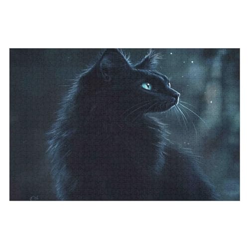 Black Cat Puzzle, Lustige Aktivität Für Die Ganze Familie, Langlebiger Karton, 1000 Teile, 1000 PCS-50 * 75cm von GDFWB