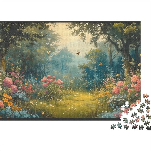 Blumen im Wald, 1000-teiliges Puzzle für Erwachsene, Puzzle „Friedlicher Frühling“, 1000-teiliges schwieriges Puzzle, anspruchsvolles Spiel, Heimdekoration, Puzzle 1000 Teile, 75 x 50 cm von GDFWB