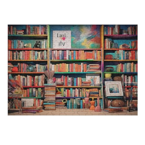 Bücherregal-Puzzle, 1000 Teile für Erwachsene, Holzpuzzle für Jugendliche, Lernspiele, einzigartiges Geschenk für Geburtstag, Weihnachten, 75 x 50 cm, 399g426 von GDFWB