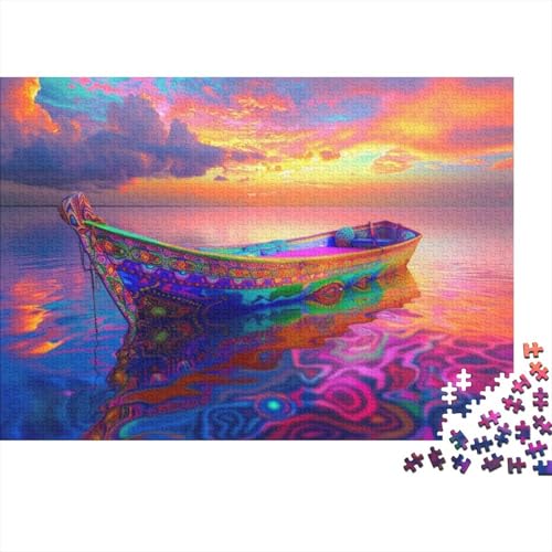 Bunte Boote, 1000-teiliges Puzzle für Erwachsene, 1000 Teile, Heimdekoration, Puzzle, 1000 Teile, Puzzle für Erwachsene und Kinder ab 12 Jahren, 1000 Teile, 75 x 50 cm, 117g144 von GDFWB