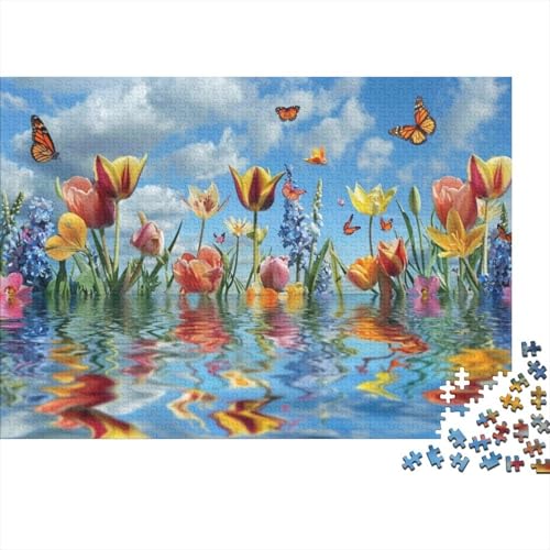 Bunte Tulpen, 1000-teiliges Puzzle für Erwachsene, 1000 Teile, Stressabbau-Puzzle, 1000-teiliges Puzzle für Erwachsene und Kinder ab 12 Jahren, 1000 Teile, 75 x 50 cm, 204g231 von GDFWB