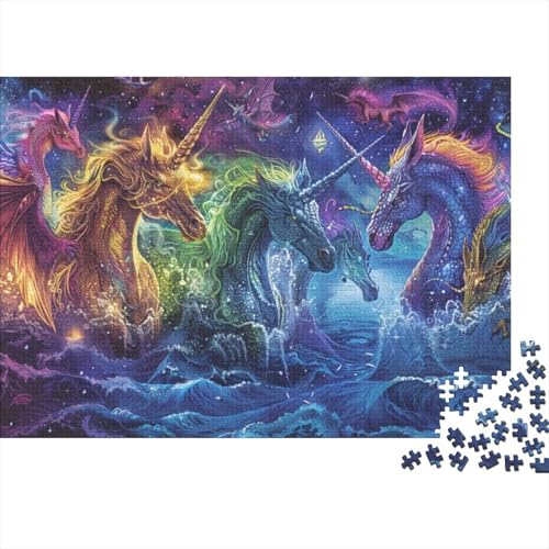 Buntes Einhorn-Puzzle für Erwachsene, 1000 Teile, herausfordernde Puzzles für Erwachsene, 1000-teiliges Puzzle für Erwachsene und Kinder ab 12 Jahren, 1000 Teile, 75 x 50 cm, 108g135 von GDFWB