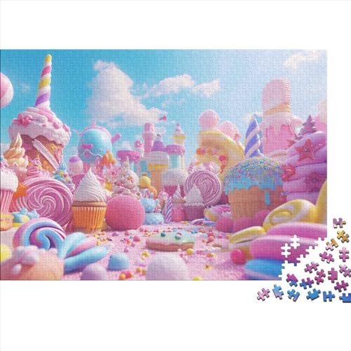 Candy House Puzzle 1000 Teile für Erwachsene Puzzle Stadt aus Süßigkeiten 1000 Teile Schwieriges Puzzle Herausforderndes Spiel Familienaktivitätspuzzle 1000 Teile 75 * 50 cm von GDFWB