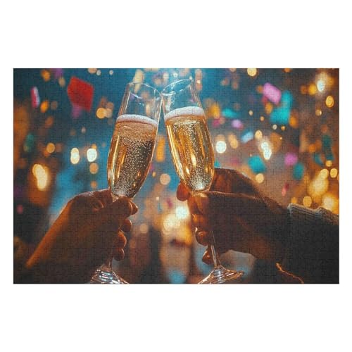 Champagne Cheers Kunststil-Puzzle, Umweltfreundlich, 2000 Teile, Satinierte Oberfläche, Lustige Puzzle-Herausforderung Für Erwachsene Und Familien 2000 PCS70*100cm von GDFWB