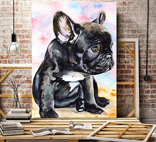 DIY-Hundepuzzle aus Holz mit großen Teilen, 1000 Teile, Französische Bulldogge für Erwachsene, Cartoon-Hundebild, Dekoration für Zuhause, gutes Hobby-Geschenk, 75 x 50 cm von GDFWB