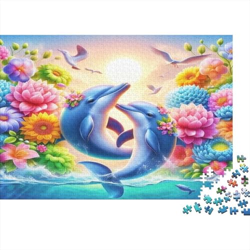 Delfin Hölzerne Puzzles Wasserfest 1000 Teile DIY-Cartoon Puzzle Geschenke Für Erwachsene Unmöglich Puzzle Für Erwachsene Herausfordernde Puzzlespiele（75 * 50cm） von GDFWB