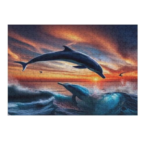 Delfin-Puzzle, 1000 Teile für Erwachsene, Kinder, Holzpuzzle, Lernspiele, Heimdekoration, Puzzle, 75 x 50 cm, 519g546 von GDFWB