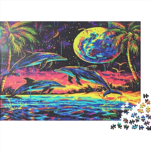 Delphin Puzzlespiel 300 Teile Für Erwachsene, Einzigartige Kunstwerke Und Vorlage - Geburtstagsgeschenk - Spaßige Puzzles Mit Überraschung Von Puzzle in A Bag Puzzel 300pcs 38 * 26cm von GDFWB