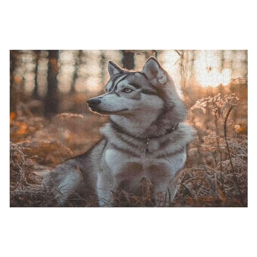 Dog Husky 1000-teiliges Puzzle Für Erwachsene, Anspruchsvolles Puzzle, Perfekt Für Spieleabende, Perfektes Puzzle 1000 PCS von GDFWB