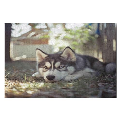 Dog Husky Kunststil-Puzzle, Umweltfreundlich, 1000 Teile, Satinierte Oberfläche, Lustige Puzzle-Herausforderung Für Erwachsene Und Familien 1000 PCS 75 * 50cm von GDFWB