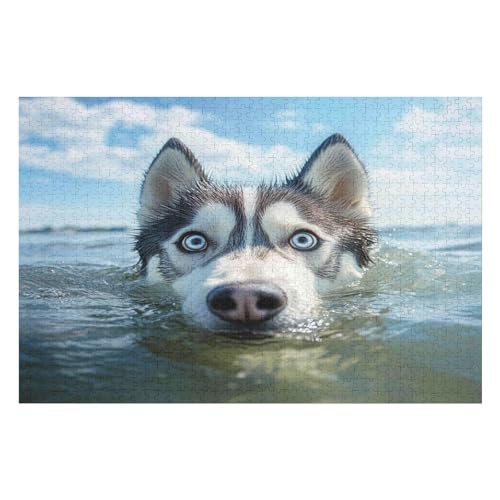 Dog Husky Kunststil-Puzzle, Umweltfreundlich, 1000 Teile, Satinierte Oberfläche, Lustige Puzzle-Herausforderung Für Erwachsene Und Familien 1000 PCS 75 * 50cm von GDFWB