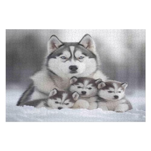 Dog Husky Kunststil-Puzzle, Umweltfreundlich, 1000 Teile, Satinierte Oberfläche, Lustige Puzzle-Herausforderung Für Erwachsene Und Familien 1000 PCS von GDFWB