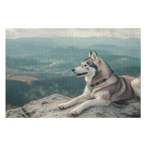 Dog Husky Puzzle, Lustige Aktivität Für Die Ganze Familie, Langlebiger Karton, 1000 Teile, 1000 PCS 75 * 50cm von GDFWB