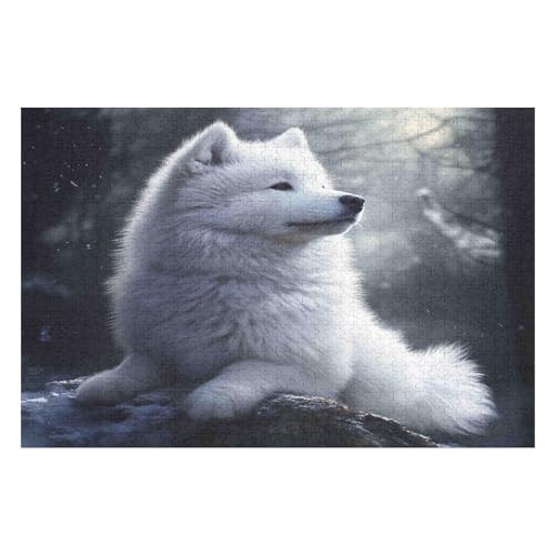 Dog Samoyed Kunststil-Puzzle, Umweltfreundlich, 1000 Teile, Satinierte Oberfläche, Lustige Puzzle-Herausforderung Für Erwachsene Und Familien 1000 PCS 75 * 50cm von GDFWB