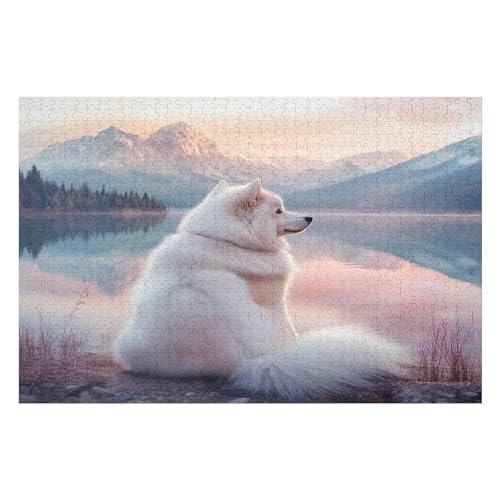 Dog Samoyed Kunststil-Puzzle, Umweltfreundlich, 1000 Teile, Satinierte Oberfläche, Lustige Puzzle-Herausforderung Für Erwachsene Und Familien 1000 PCS 75 * 50cm von GDFWB