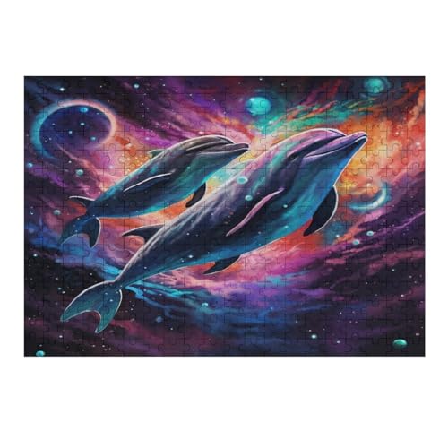 Dolphin Jigsaw Puzzles for Kids 1000 Pieces 3D Dolphin Wooden Puzzle Decompression Game for Adults Women Kids Girl Family Gathering Educational Game Toys 75 * 50cm328g355 von GDFWB