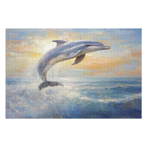 Dolphin Poster – Fortgeschrittenes 1000-teiliges Puzzle Für Erwachsene 1000 PCS 75 * 50cm von GDFWB