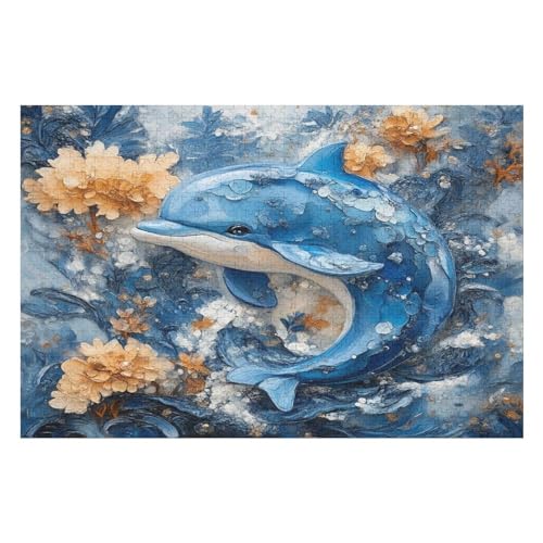 Dolphin Puzzle, Lustige Aktivität Für Die Ganze Familie, Langlebiger Karton, 1000 Teile, 1000 PCS 75 * 50cm von GDFWB