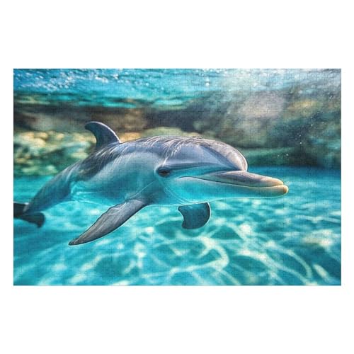 Dolphin Puzzle, Lustige Aktivität Für Die Ganze Familie, Langlebiger Karton, 1000 Teile, 1000 PCS 75 * 50cm von GDFWB