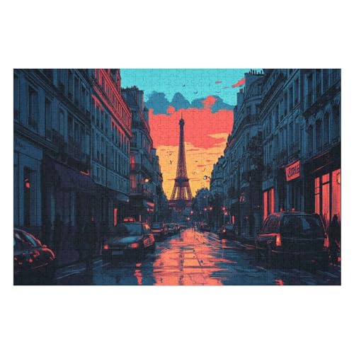 Eiffel Tower Puzzle, Lustige Aktivität Für Die Ganze Familie, Langlebiger Karton, 1000 Teile, 1000 PCS 75 * 50cm von GDFWB