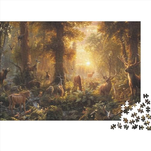 Eine Gruppe von Rentieren, 500-teiliges Puzzle für Erwachsene, Wildtiere im Dschungel, 500 Puzzles, lustige Heimdekoration, 500 Teile, 52 x 38 cm von GDFWB