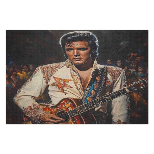 Elvis Presley Kunststil-Puzzle, Umweltfreundlich, 1000 Teile, Satinierte Oberfläche, Lustige Puzzle-Herausforderung Für Erwachsene Und Familien 1000 PCS—75 * 50cm von GDFWB