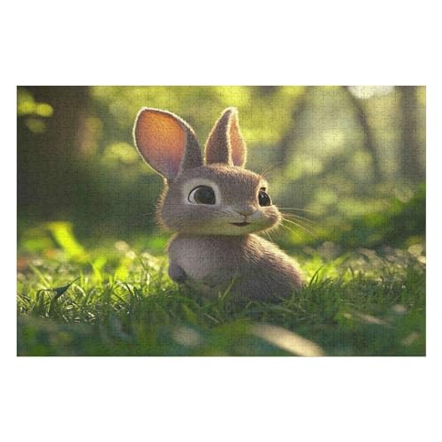 Erwachsenenpuzzle, 1000 Teile, Cute Rabbit Kunsträtsel, Gemälde, Anspruchsvolle Rätsel 1000 PCS von GDFWB